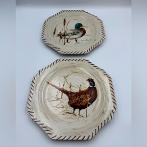 2 Riverwood collection by Lenox Lunch Plates 9”  Mallard And Pheasant